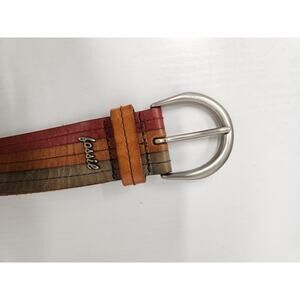 Vintage Fossil Women's Leather Tri-Color Belt, Size Lg, In Red, Camel, Green Col